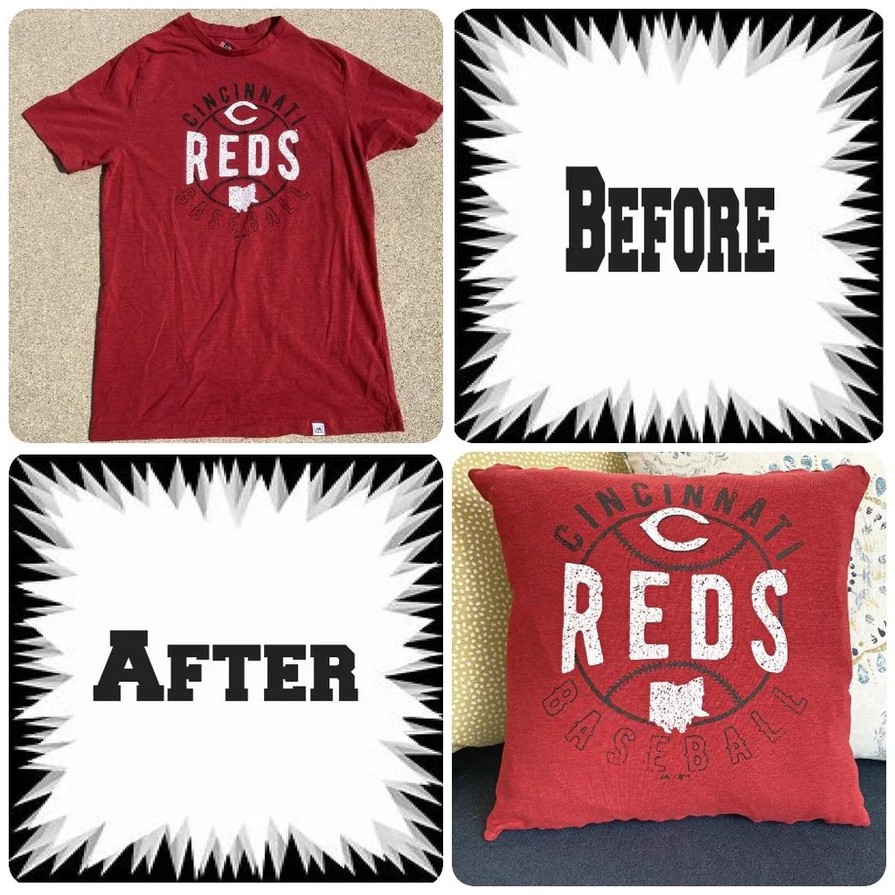 Cincinnati Reds MLB Baseball Handmade upcycled T-shirt 16x16 Throw pillow cover